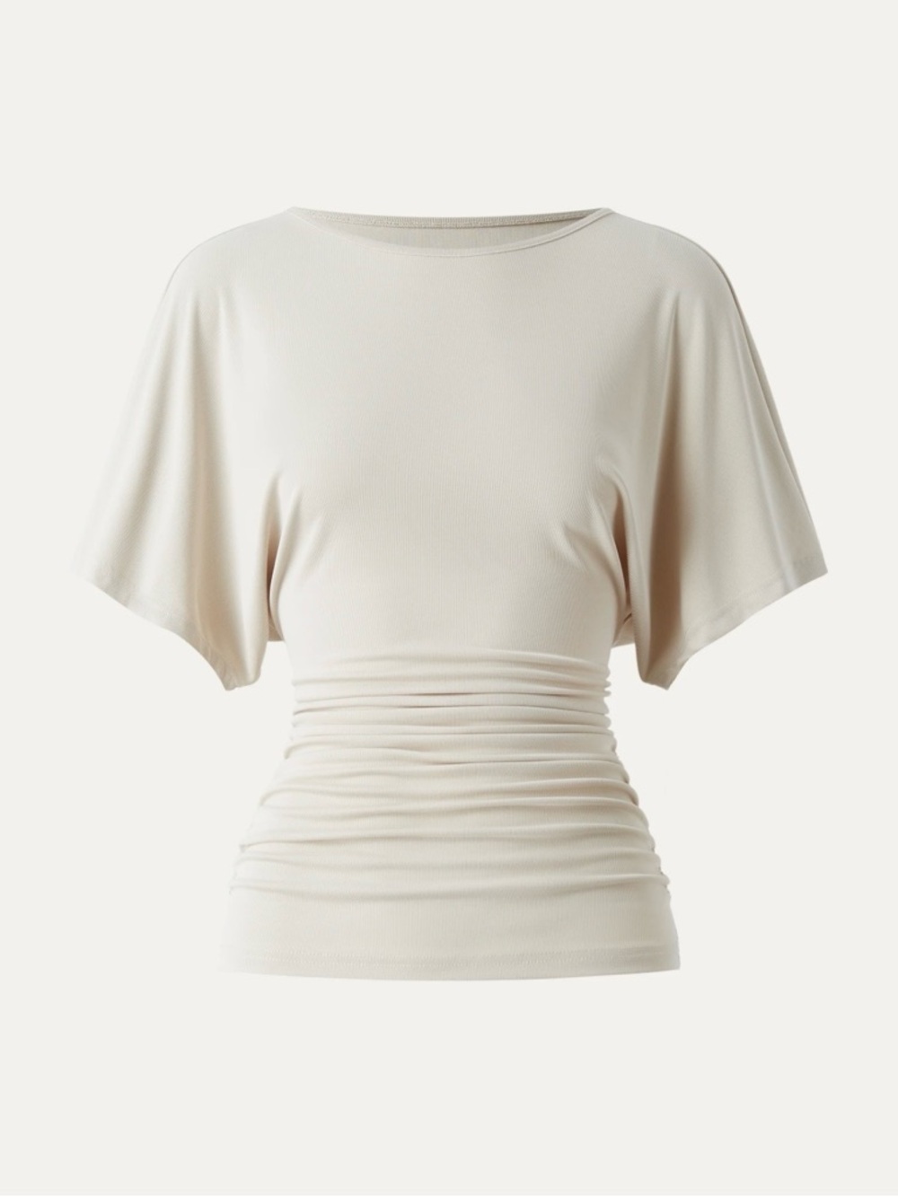 OGL Effortless Boatneck Batwing Sleeve Side Ruched Top